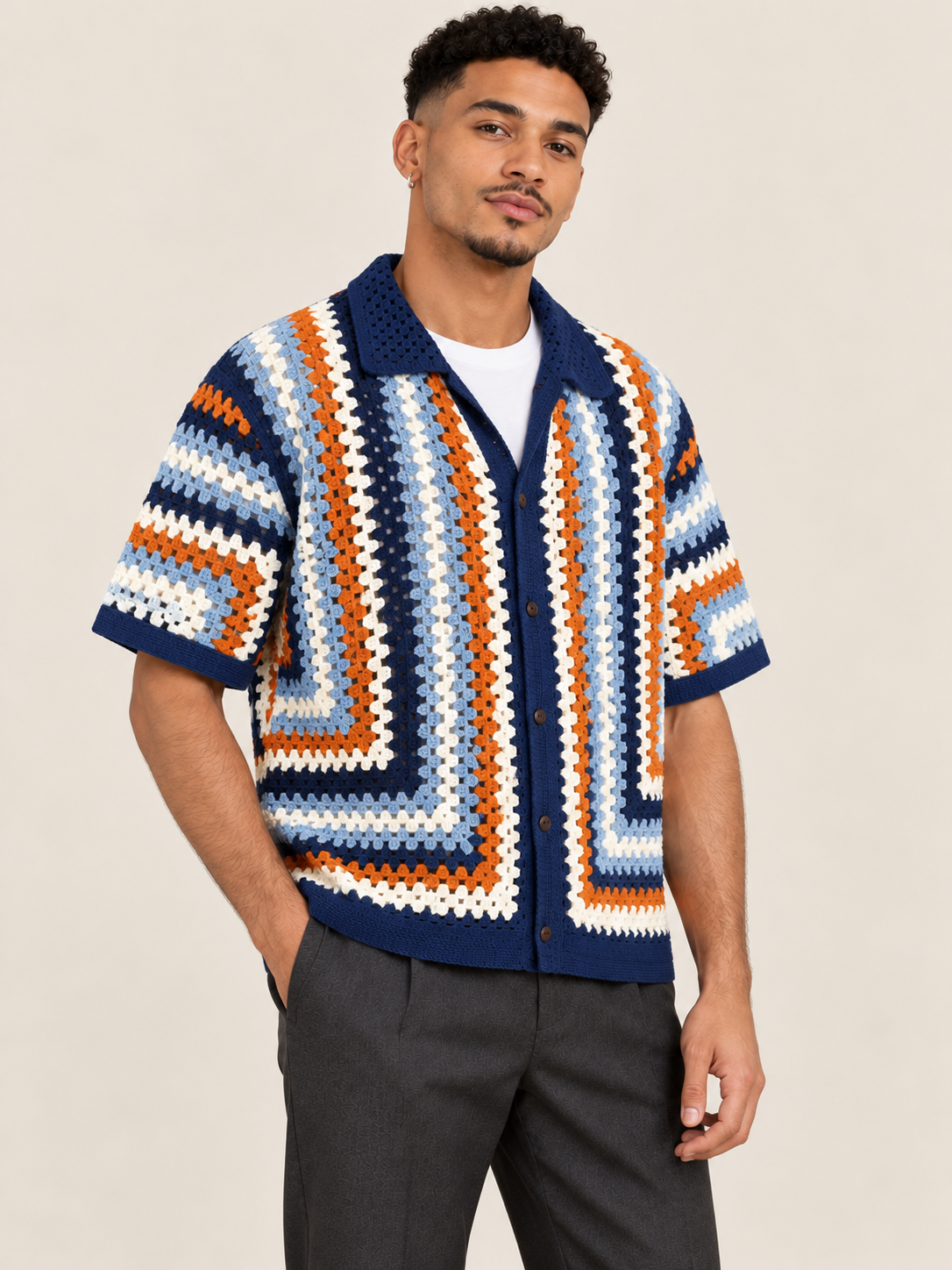 Riviera Multicolor Crochet Shirt