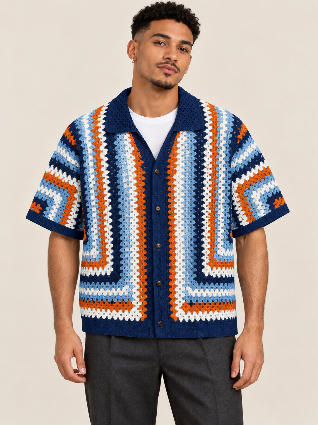 Riviera Multicolor Crochet Shirt