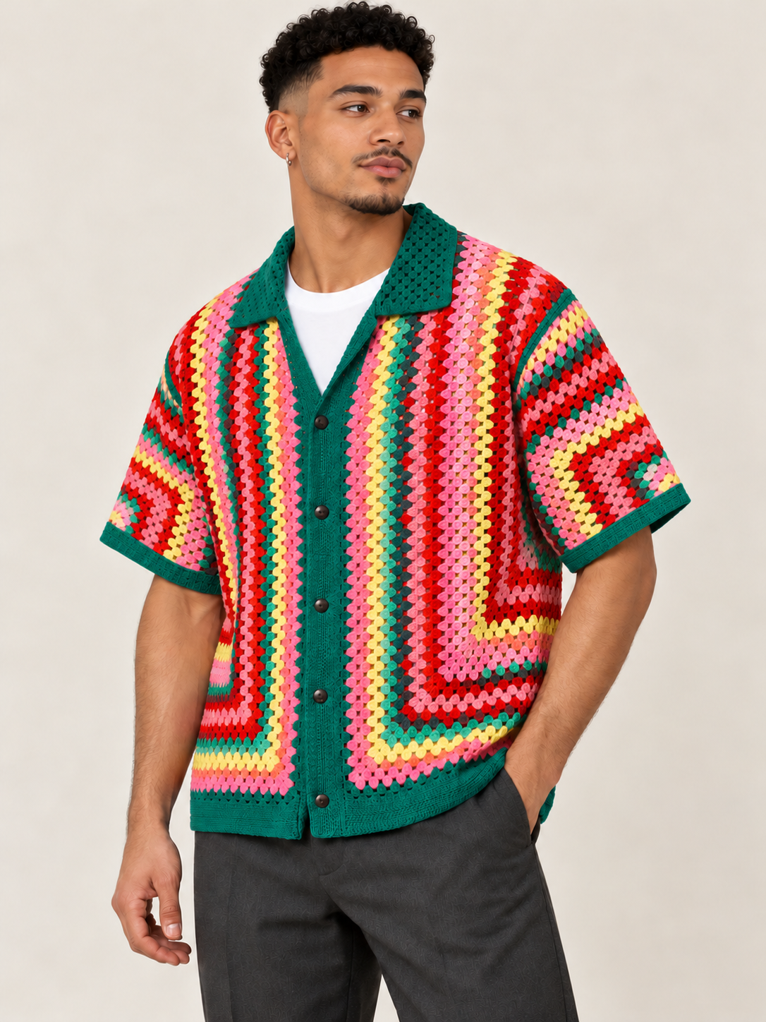 Riviera Multicolor Crochet Shirt