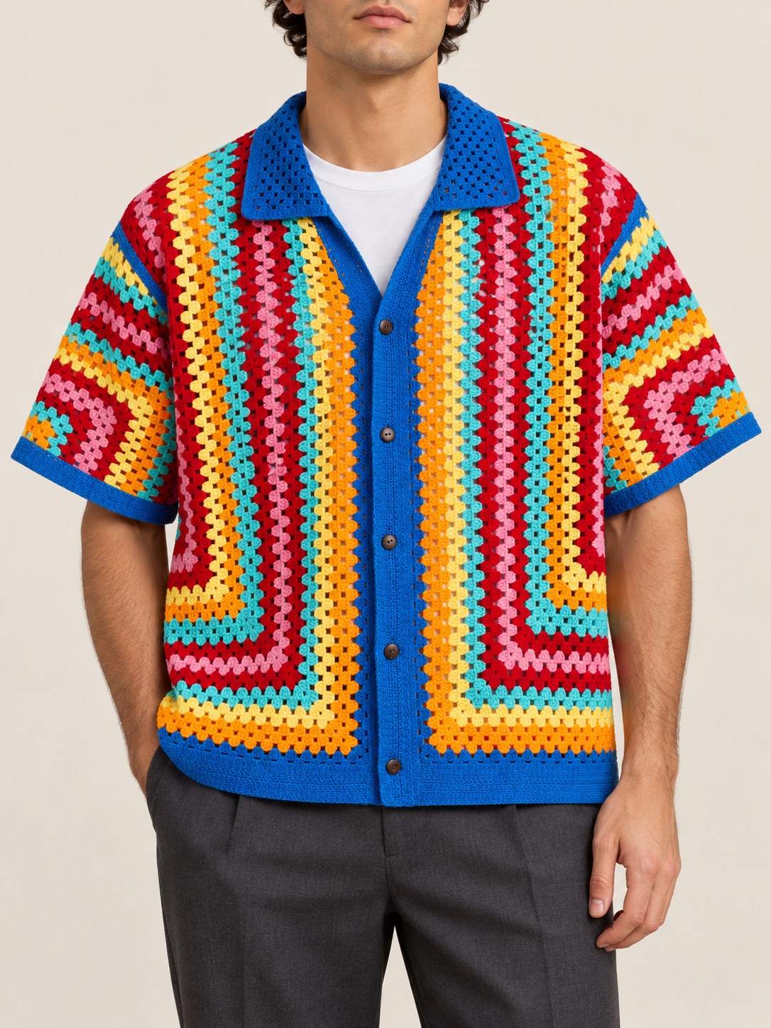 Riviera Multicolor Crochet Shirt