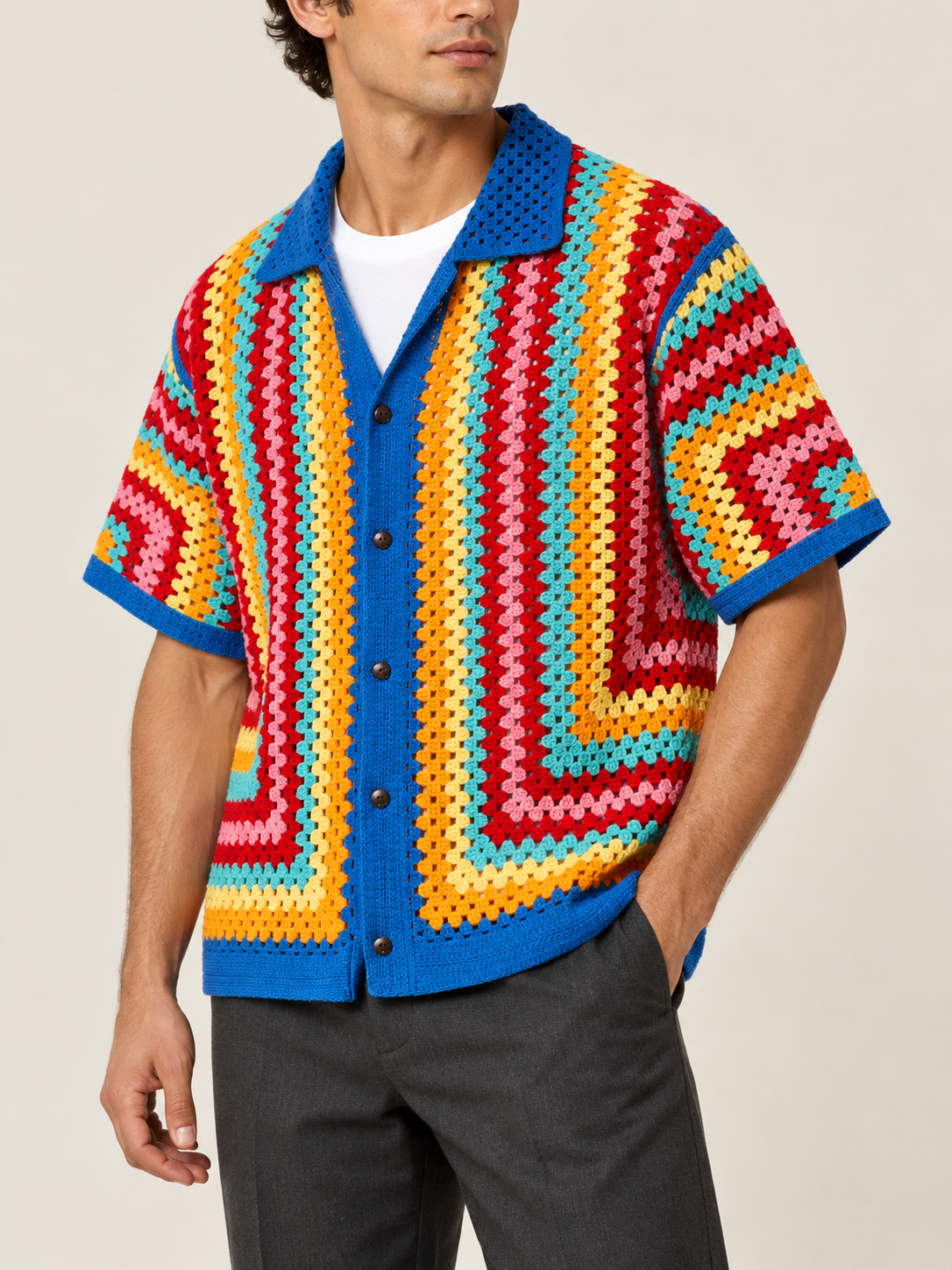 Riviera Multicolor Crochet Shirt