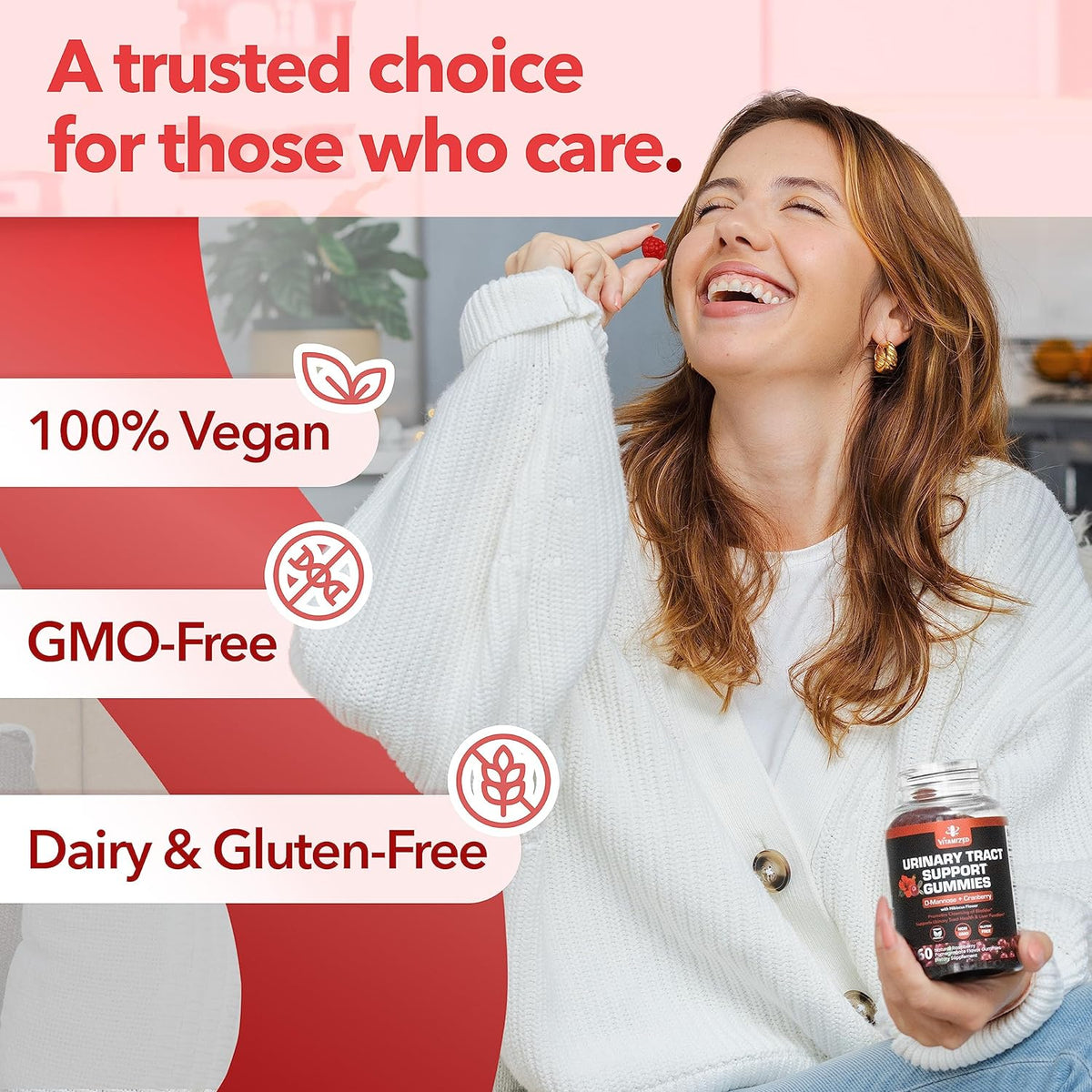 Powerful Cranberry Gummies  with D-Mannose - Urinary Tract Health - Fast-Acting Bladder Support Supplement - 60 Count