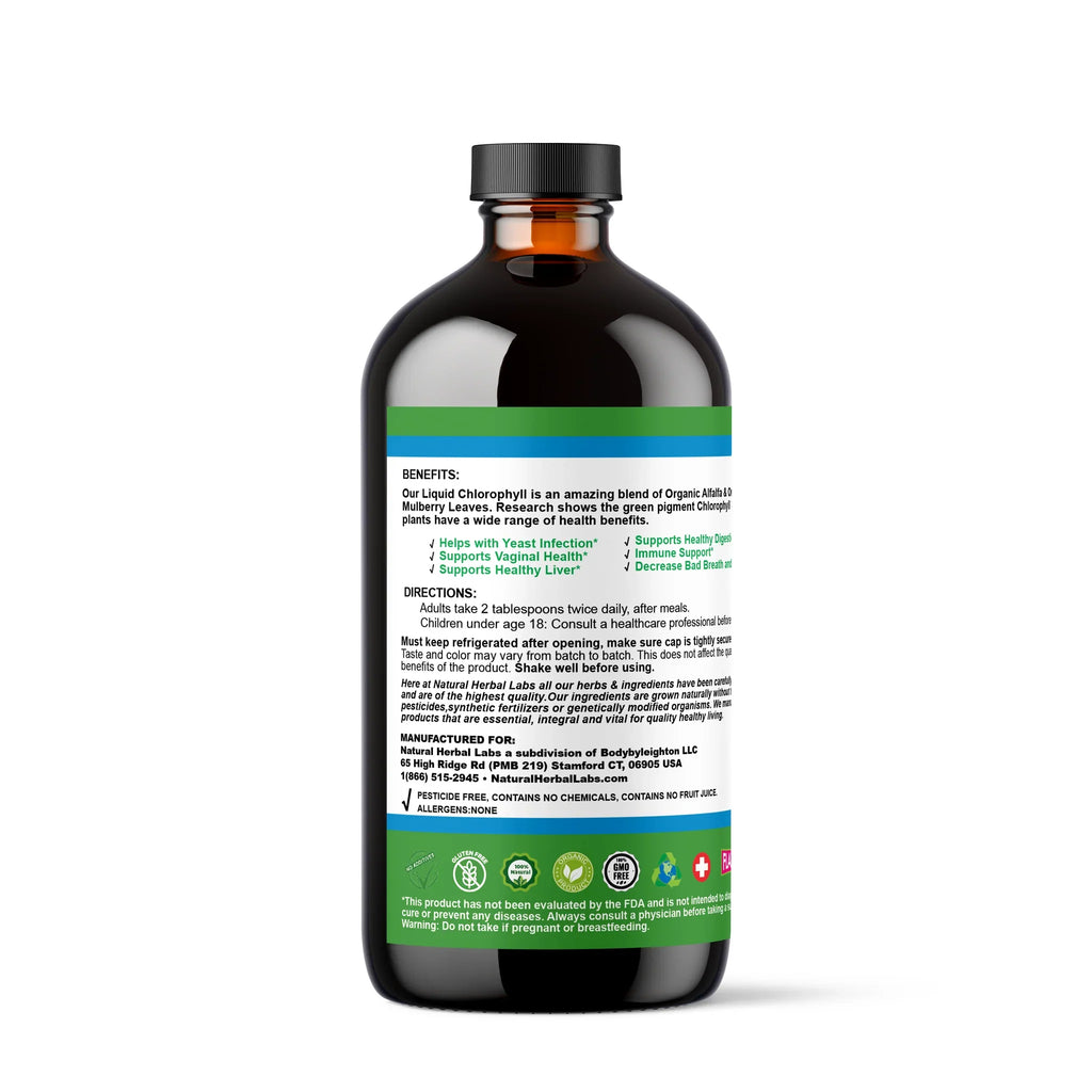 Organic Liquid Chlorophyll | Alfalfa & White Mulberry Detox Formula