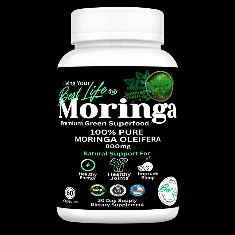 Moringa Capsules - Pure Moringa Powder, Energy, Skin, Immune & Gut Health Superfood, Rich in Antioxidants, Essential Vitamins & Amino Acids, Natural Green Superfood Supplement - 60 Count