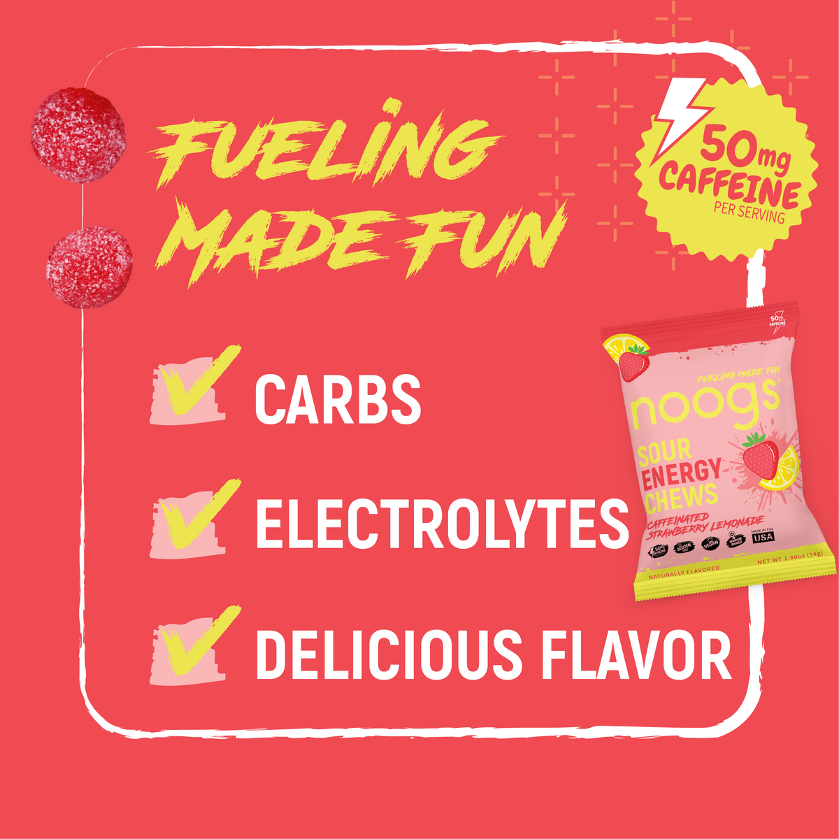 Caffeinated Strawberry Lemonade Sour Energy Chews
